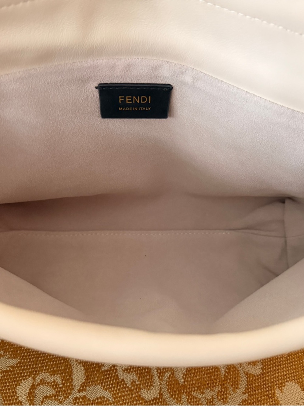 Cream Genuine Leather Medium Mamma Baguette with Gold Hardware - Picture 11 of 12